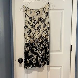 Cute black and cream silky dress, Size 2